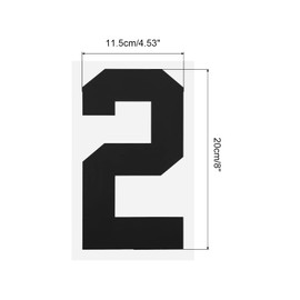 MECCANIXITY Iron on Number 2 Heat Transfer 8" Black Single Number for Team Uniform, Sports T-Shirt, Football, Basketball, Baseball Pack of 5
