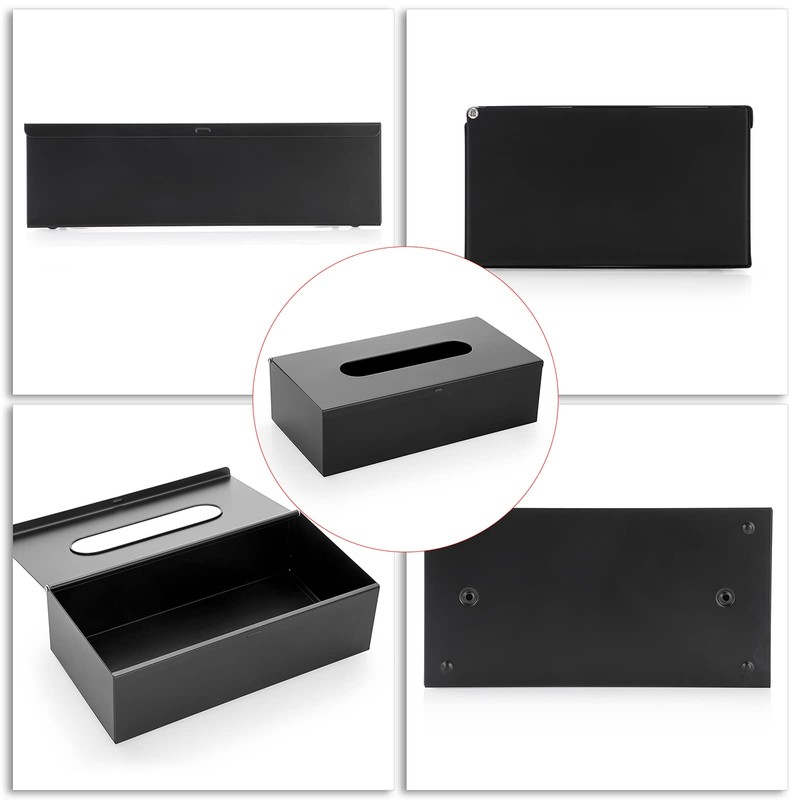 BTSKY Black Rectangular Tissue Box Cover - Stainless Steel Tissue