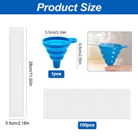 Popsicle Bags, Pack of 100 Water Ice Cream Bags, Ice Lolly Popsicle Moulds Bags, BPA-Free Ice Pop Bags, Water Ice Bags, Popsicle Pouches with Funnel for DIY Yogurt, Juice & Smoothies (5.5 x 28 cm)