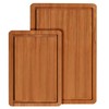 Bamboo Cutting Board Set (S+M) with Juice Grooves & Built-In