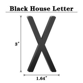 3 Inch Floating Aluminum House Address Numbers Letters, Modern Metal House Numbers for Outside, Black Metal Door Address Letter and Number for Home Garden Office Apartment (X)