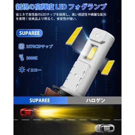 New Ultra-Bright Fog LED, SUPAREE H11 LED Fog Lamp, Road Transport Vehicle Act Compliant, H8 LED Fog, Yellow Ultra-Bright, H11 LED, H16 LED, H9, DC12V for Cars, 20W, 3000K, Yellow, High Brightness
