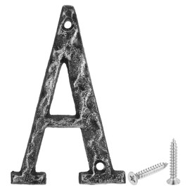 sourcing map House Address Letter, 5.5 Inch Cast Iron Vintage Wall Letter A Outside Letters for Home Street Office Mailbox Sign, Black & Silver