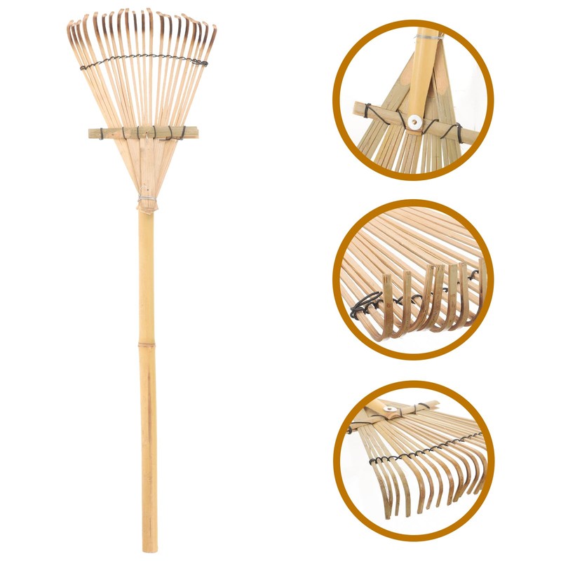 HANABASS Garden Rake Small Rake Bamboo Kids Leaf s for