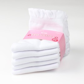 COTTON DAY Girls White Dressy Plain Short Socks Scallop Top 8-10 Years Size L (10)