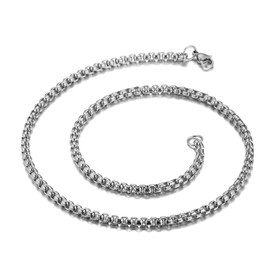 UMtrade Women's Men's Stainless Steel Round Box Chain Link Necklace width 3mm
