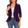 MINTLIMIT Velvet 3/4 Sleeve Cardigan Coat with Ruffle Hem One-Button