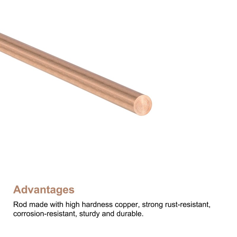 sourcing map 2mm Diameter 300mm Length Solid Copper Round Rod