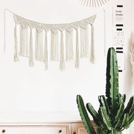 Youngeast Handmade Boho Macrame Wall Hanging Home Décor Woven Tapestry 39.5 x 15.7 Inches Beige