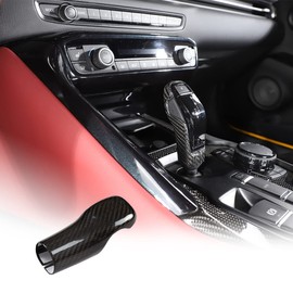 Daeiclru Real Carbon Fiber Gear Shifter Head Cover Fit for Toyota Supra GR A90 A91 MK5 2019-2022, Gear Shift Knob Cover, Interior Gear Shifter Head Trim Accessories (Style A - Black)