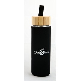 Tea2Brew | On the Go Tea Infuser | Double Walled Glass Body with Bamboo Lid | Perfect for Tea, Coffee, or Fruit Infusions | FREE Neoprene BLACK Sleeve Included | 15.2oz/450ml