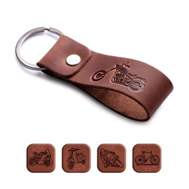 "Leather Key Chain Favorite for Men | Keyring Gift for Women & Men | Birthday & Anniversary | Full Cow Leather" (Biker)