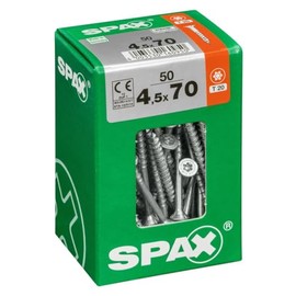 ABC SPaX T-Star Plus-The All-Purpose Screw 4.5 x 70 MM Pack of 100 / Countersunk Head Galvanised Yellow Chromated