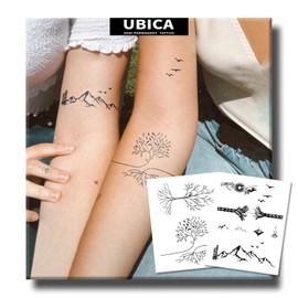 UBICA Semi Permanent Tattoo, Tree of Life Minimalist Fine Line Temporary Tattoos for Balance & Connection, 2 Sheets, Lasts 1–2 Weeks, Waterproof & Non-Reflective