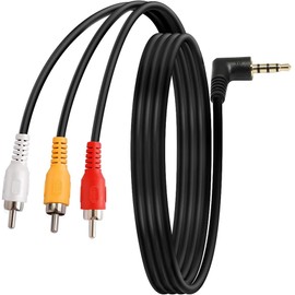 tunghey 2Pack Right Angle 3.5mm to RCA Camcorder AV Audio Video Output Cable, 1/8" TRRS to 3 RCA Male Plug AUX Cable Cord for TV,Phones,Tablets,Speakers,Home Theater 1.2M