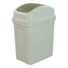 Asking Small Trash Can with Swing-top Lid, Plastic Garbage Bin, 1.8 Gallon, Green