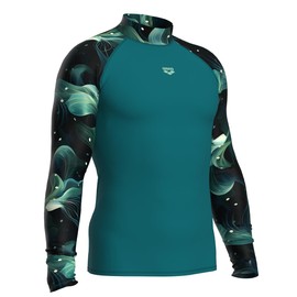ARENA Men's Vest L/S Allover Rash Guard Shirt, Eden Green-black Multi, S
