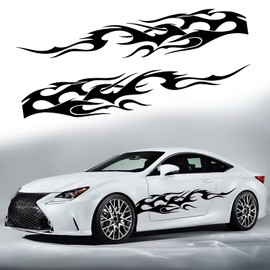 ramuel Car Body Door Side Stripe Graphic Vinyl Decals Sports Racing Strip Stickers for All Cars SUV Vehicles Universal Decoration Accessories 2pcs (Shape of The Waves)