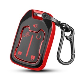 QBUC for GMC Key Fob Cover with Keychain,5 Button Soft TPU GMC Key Fob Cover,Fit for GMC Acadia Sierra Terrain and Chevy (red, 5 Button)