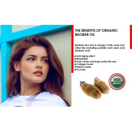 Virgin USDA Certified Virgin Organic Baobab Oil - 4 oz Dark Glass Bottle | Best Quality