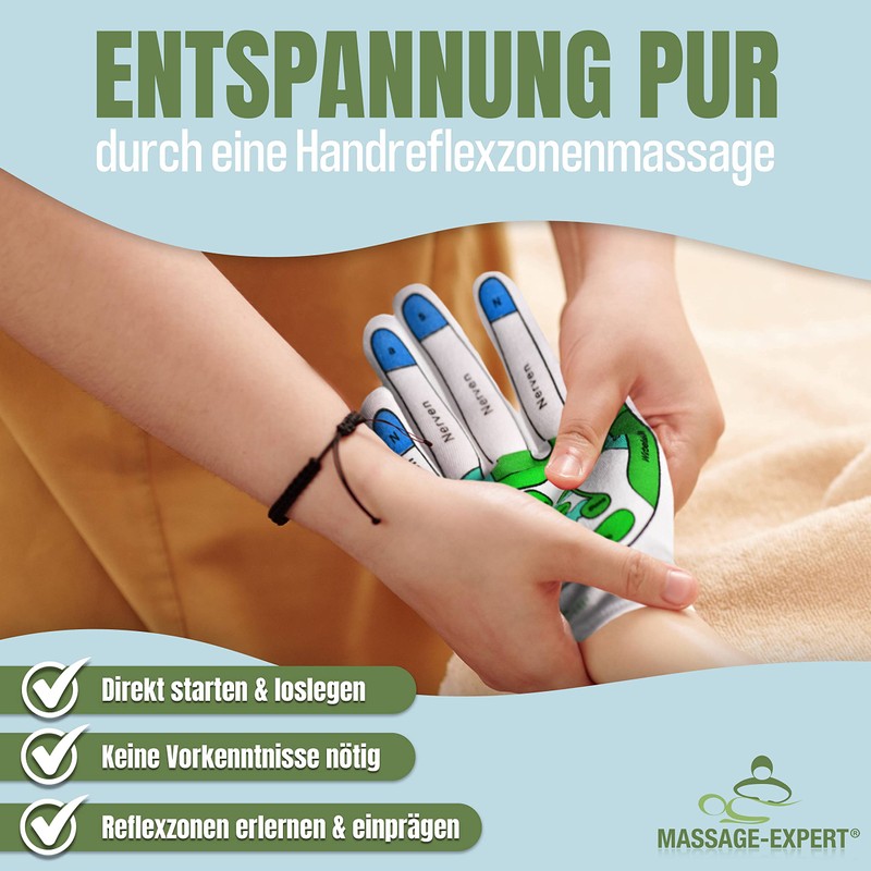Hand Reflex Zone Gloves for Hand Reflexology Massage German Lettering