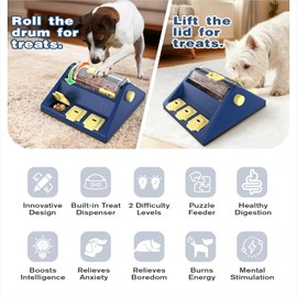 KADTC U.S. Brand & Design - 2 Levels of Challenge - Large Size Paw-Activated Rolling Dog Treat Puzzle Feeder Toys for Aggressive Chewers Dogs Food Dispenser Enrichment Toy Christmas & New Year Gift