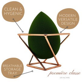 Première Classe Skincare - Beauty Sponge Holder - Rose Gold Foundation Beauty Blender Holder - Makeup Brush Organizer Rack Case - Vanity Storage - Display Make Up Puff Sponge Drying Stand (Pack of 1)