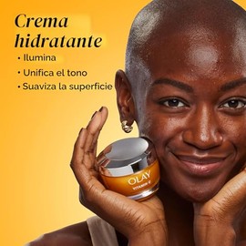 Olay Hidratante facial con vitamina C, crema iluminadora para mujeres, hidratación instantánea, unifica el tono, reducción de manchas oscuras y hiperp