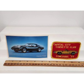 Vintage Corvette Gift Idea Stocking Stuffer Vtg 70s Postcard & Patch Lot