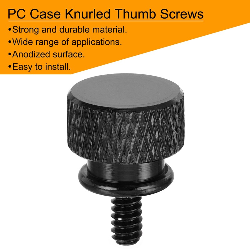 sourcing map 12pcs UNC6-32x6.5mm Knurled Thumb Screw Computer Case Threaded