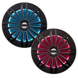 EnrockMarine EMRGB265B-V2 6.5" Black 2-Way 180W Marine-Grade Speakers Featuring Multi Color Illumination Options and Remote Control (Set of 2)
