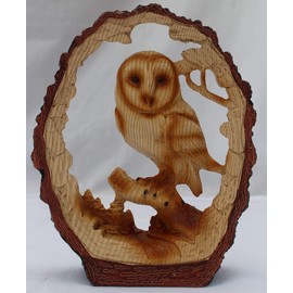 Free Standing Graceful Owl on Log Decorative Ornament