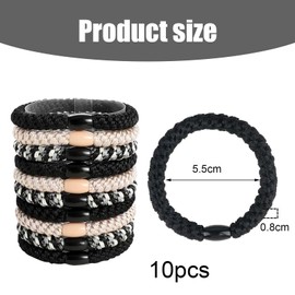 RTRTGS Elasitc 10 Pieces Hair Bobbles for Women and Girls, Cotton Bands, Ponytail Holder for Thick Hair and Curly Hair