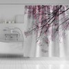 OERJU Cherry Blossoms Shower Curtain Outdoor Pink Floral Brown Branch