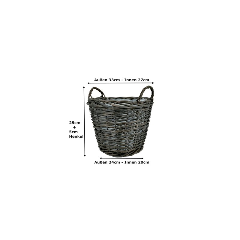Willow plant basket with handles and insert