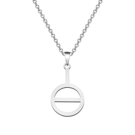 CENWA Agender Symbol Necklace Non-binary Gender Androgyne Androgyny Sign Genderqueer Genderfluid Bigender Trigender, 2.0, Metal, No Gemstone