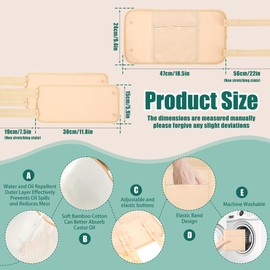 3 Pcs Castor Oil Pack Wrap, Castor Waist Neck Oil Pack Set, Organic Castor Oil Pack, Organic Cotton Flannel for Castor Oil Packs, Castor Oil Pack Kit for Waist and Neck, Khaki (B)