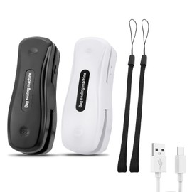 PIFOOG 2 Pack Mini Bag Sealer and Cutter 2 in 1 Handheld Heat Sealing Tool Rechargeable Portable Small Bag Resealer for Chip Bags Snack Food Storage Magnetic Black White