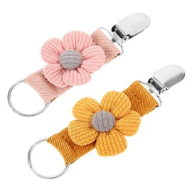 Beavorty 2pcs Travel Hat Clips Elastic Straw Hat Holder for Luggage Stylish Floral Design Light Pink Yellow Convenient Clip for Handbags Beach Outdoor Accessories