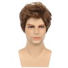 Salaibs Brown Short Wigs for Men Side Part Natural Synthetic