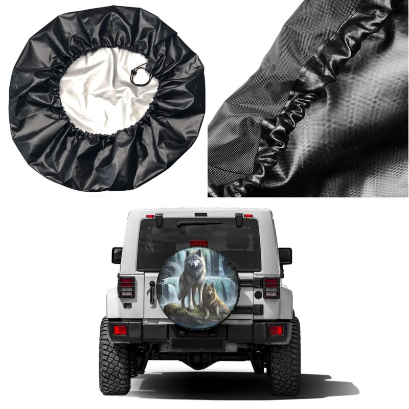 Foruidea 3D Printed Wolf Spare Tire Cover Dust-Proof Wheel Tire