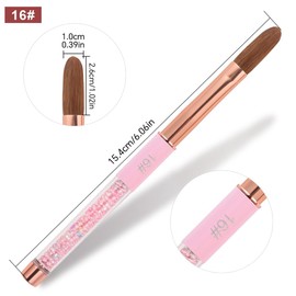 siyuwuro Kolinsky Hair Acrylic Nail Brush Oval Shaped Nail Art Brushes for Acrylic Application Pink Bead Handle Professional Salon Acrylic Nail Brush (Size 16)