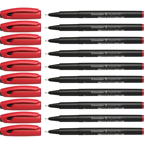 Schneider Topliner 967 Fineliner 0.4 mm Line Width Red (Pack