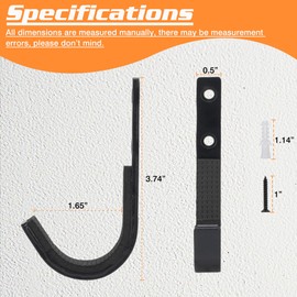 EVCUHASL Gun Rack Wall Mount, Horizontal Metal Rifles Shotgun Hooks for Hanging & Storing, Heavy Duty Steel Gun Holder with Soft Padding, Securely Store Firearms, Archery, Bow, Sword, Black, 2 Pair