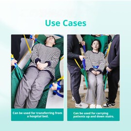 Portable Transport Stretcher with Storage Bag, Patient Transfer Lift Sling with Shoulder Pads, Breathable Fabric, Secure Stitching, Integrated Handles, for Hospital Bed Transfers and Stair Carrying