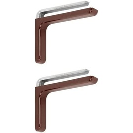 Pair of Coated Metal Shelf Brackets - Corner Brackets Wall Shelves - L-Bracket Shelves - Including Fixing Screws and Colored PVC Cover (24 cm, Brown)