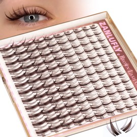 zanlufly Brown Lash Clusters Natural Manga Eyelash Clusters Wispy Fairy Cluster Eyelash Extensions Clear Band Individual Lashes Dark Brown Cluster Lashes 8-16mm C Curly Lash Extension by ZANLUFLY