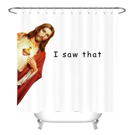 LB Jesus Shower Curtain Quotes I Saw That Christian Shower Curtains for Bathroom with Hooks 72x78 inch Waterproof Polyester Fabric Bathroom Decorations
