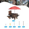 PATIKIL Squirrel Feeder Picnic Table with Red Umbrella 7x8x11inch, Wooden