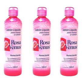 Rosa Venus 3 Pack Jabon Líquido Humectante ROSA VENUS Liquid Soap Body Wash 16.9 Oz